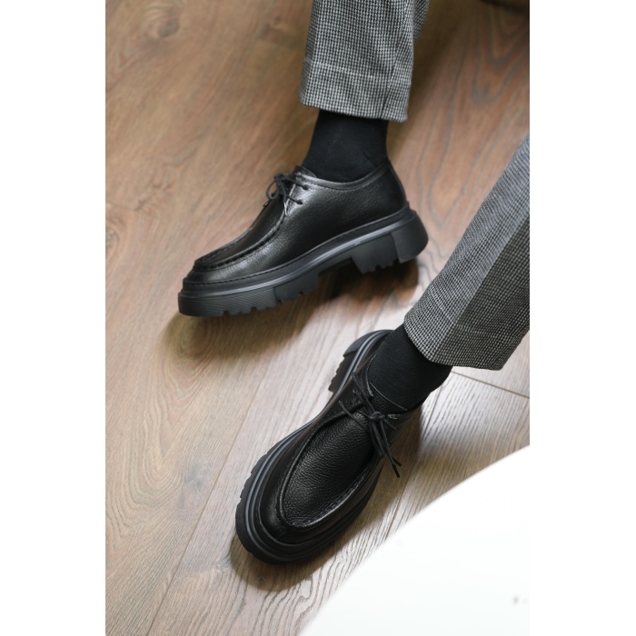 Tetri 0624 Alviso Longo Hakiki Deri El Yapımı Erkek Siyah Casual Ayakkabı