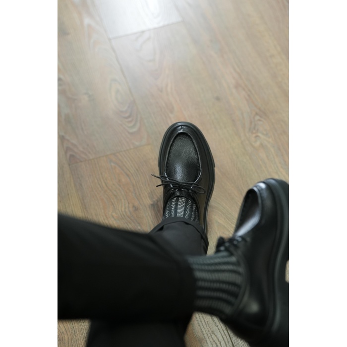 Tetri 0624 Alviso Longo Hakiki Deri El Yapımı Erkek Siyah Casual Ayakkabı