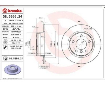 BMW E36 E46 Arka Fren Diski Düz Takım 08536624