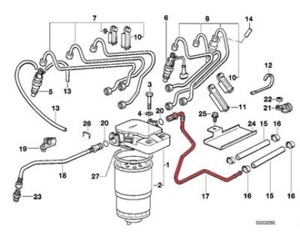 BMW E34 M51 Mazot Filtresi Hortumu 13532244454