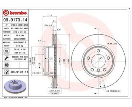 BMW E60 E61 Ön Fren Diski Takım 9917314