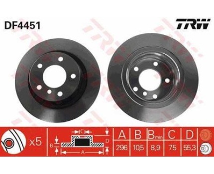 BMW E81 E82 E90 E92 Arka Fren Diski Düz Takım DF4451