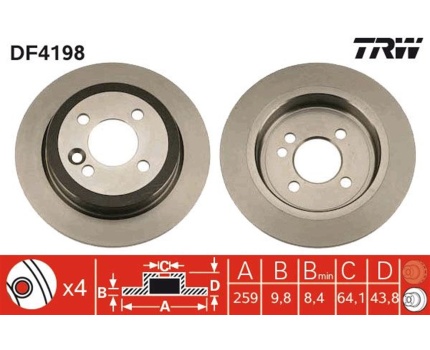 MINI R50 R52 R53 R55 R56 R57 R58 R59 Arka Fren Diski Takım DF4198