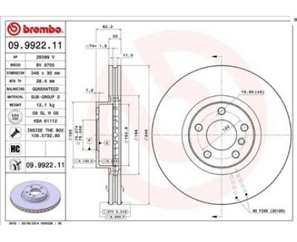 BMW E70 E71 F15 F16 Ön Fren Diski Takım 09992210