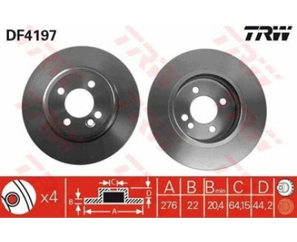 MINI R50 R52 R53 Ön Fren Diski Takım DF4197