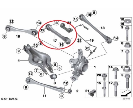 BMW F20 F21 F22 F23 F30 F31 F32 F33 F34 F36 Arka Üst Salıncak Sağ K13617