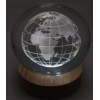 Dekoratif Dünya Tasarımlı Ahşap altlıklı Işıklı Cam Küre Büyük Boy Cam:8cm Ahşap:2cm