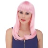 Soft Pembe Renk Uzun Düz Parti Peruğu