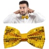 Gece Işıltısı Altın Payetli Pullu Papyon 7x2 cm