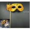Lüks Taşlı Saplı Maskeli Balo Maskesi Altın Renk 35 cm