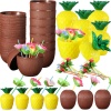 Ananas &amp; Hindistan Cevizi Tasarımlı Pipetli Bardak Seti (6 Adet)