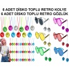 12 Parça Renkli Disko Toplu Retro Parti Seti – 6 Kolye + 6 Gözlük