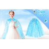 Karlar Ülkesi Elsa Frozen Mavi Pelerin – 80 cm Kar Desenli Çocuk Pelerini ( Taç Hariç )