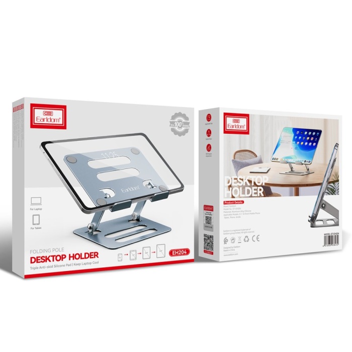 Earldom EH204 Ayarlanabilir Metal Laptop ve Tablet Standı - Gümüş