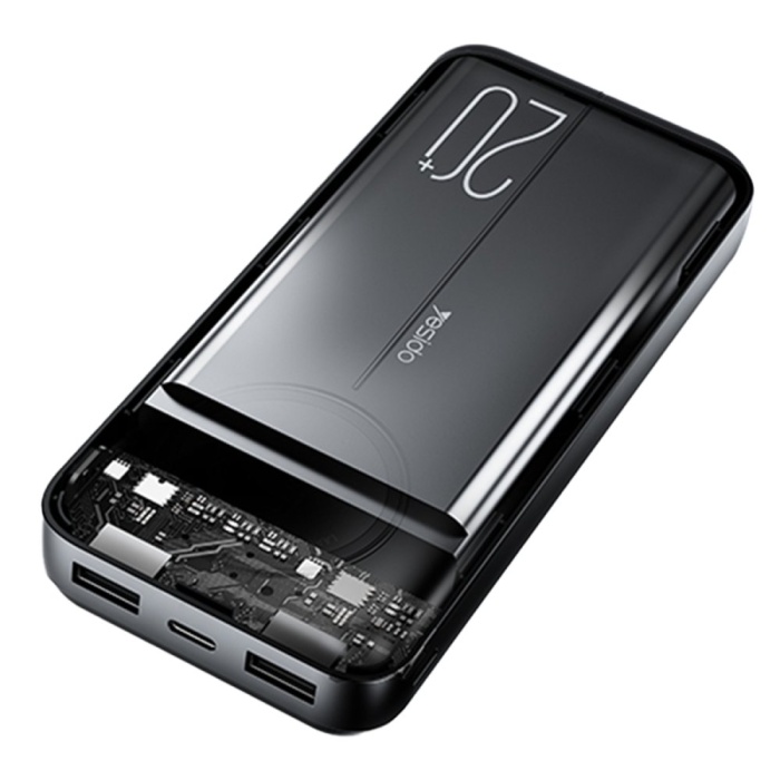 Yesido YP40 10.000 mAh Dijital Göstergeli USB3.0 PD Hızlı Şarj Powerbank - Siyah