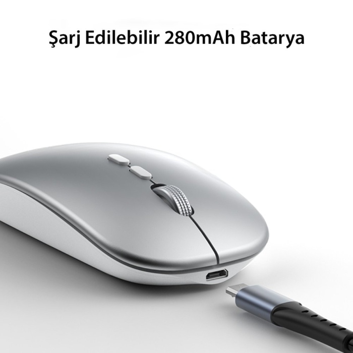Yesido KB15 2.4G Ergonomik Kablosuz Mouse - Gümüş
