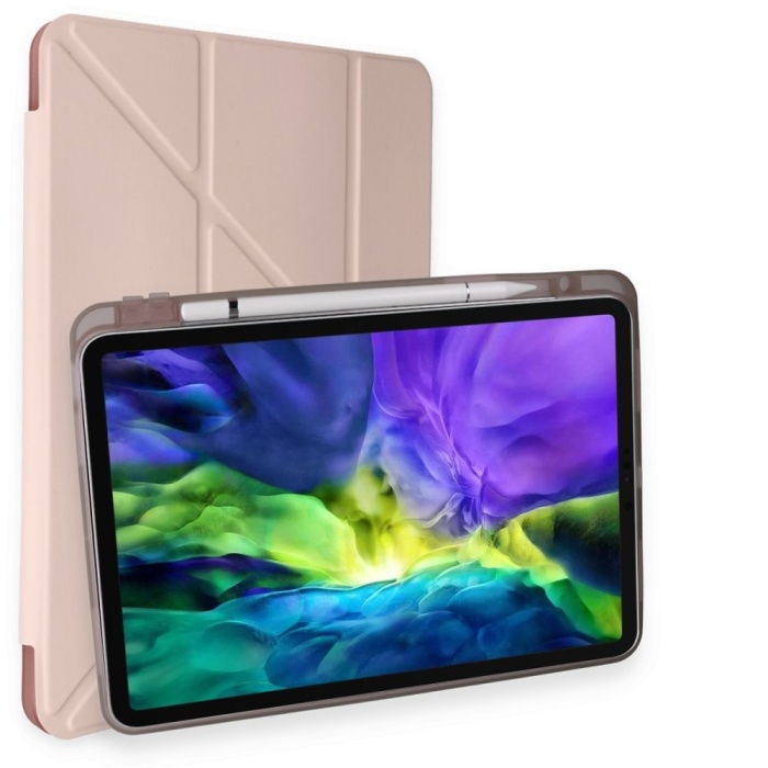 iPad 2022 10.9 (10.nesil) Kılıf Kalemlikli Hugo Tablet Kılıfı - Rose Gold