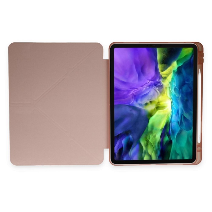 iPad 2022 10.9 (10.nesil) Kılıf Kalemlikli Hugo Tablet Kılıfı - Rose Gold