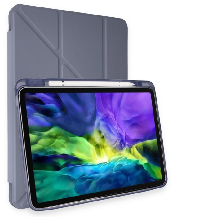 iPad Pro 12.9 (2018) Kılıf Kalemlikli Hugo Tablet Kılıfı - Lila