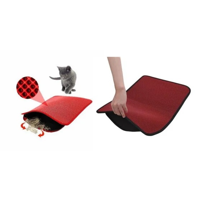 Elekli Kedi Tuvalet Önü Paspası - Kırmızı