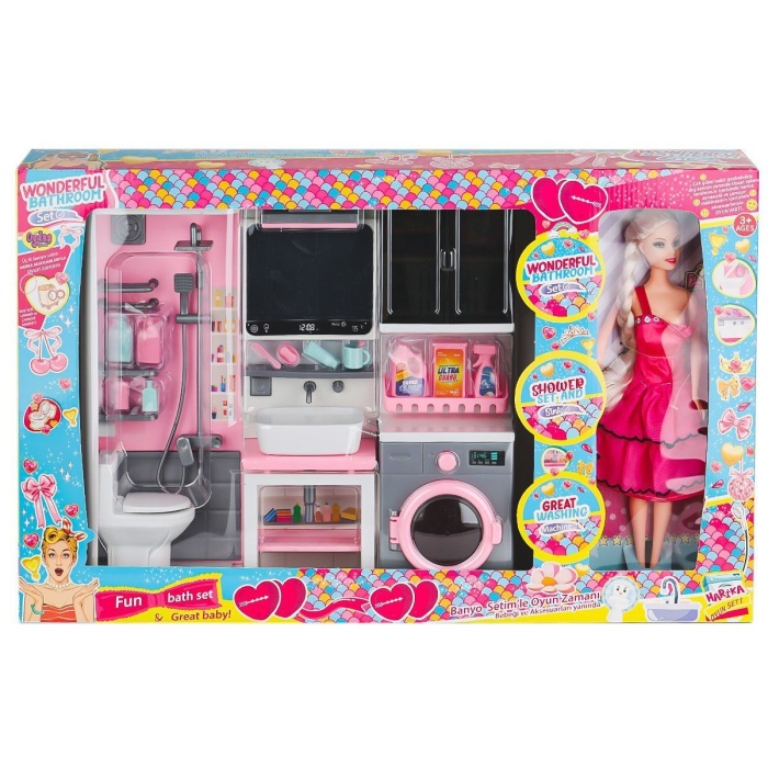 OYD-02393 Bebek ile Banyo Seti Oyun Zamanı -Oydaş Oyuncak
