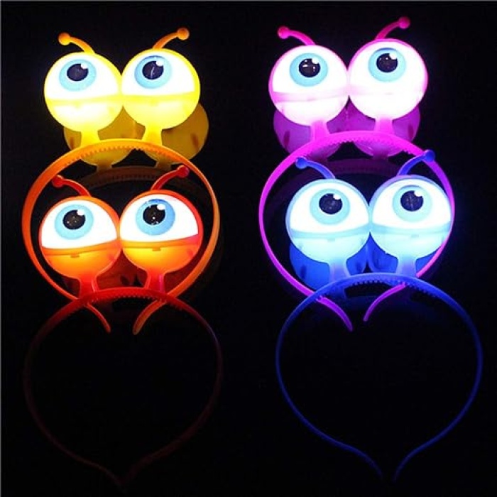 Rengarenk 3 Farklı Fonksiyonda Yanan Led Işıklı Uzaylı Göz Taç 1 Adet 18x12 cm