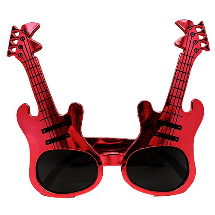 Kırmızı Renk Rockn Roll Gitar Şekilli Parti Gözlüğü 15x15 cm