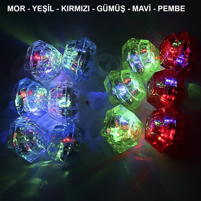 Kristal LED Parti Yüzük Seti (6&amp;#39;lı)