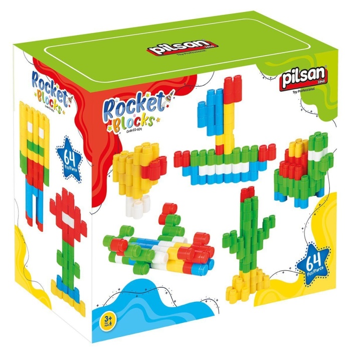 03 604 Rocket Bloklar 64 Parça -Pilsan Oyuncak