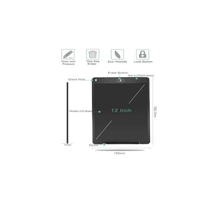 12 Inc Renkli Lcd Grafik Dijital Kalemli Çizim Tableti Yazı Tahta Not Yazma Eğitim Tableti Kırmızı