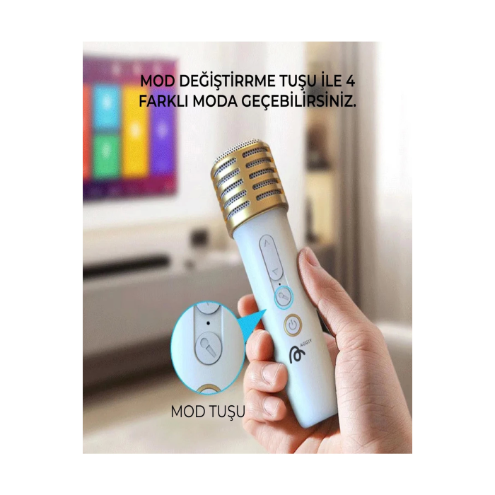 Karaoke Bluetooth Hoparlör Aggıy Ag-s7 Kablosuz Mikrofonlu Rgb Led Parti Işıklı