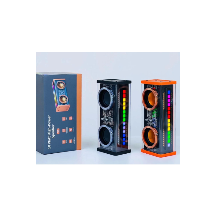 Şeffaf Mecha Müzik Tws Stereo Rgb İşıklı Hoparlör Kablosuz Bluetooth 5.0 Taşınabilir Hoparlör V9