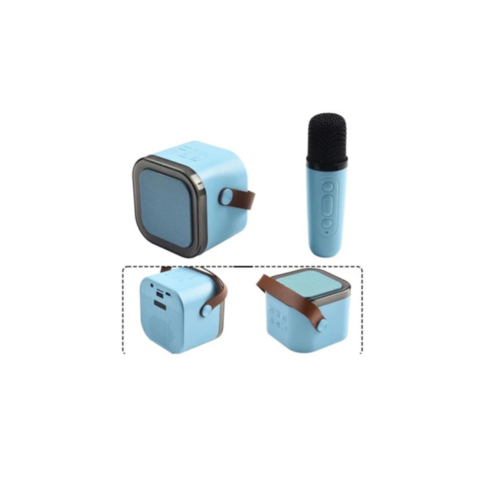 Karaoke Kablosuz Hoparlör Mikrofonlu Rgb Işıklı Bluetooth Speaker Tf Kart/usb Mavi