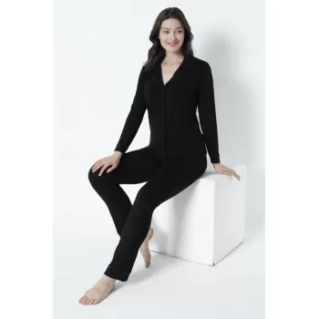 Confeo C840-066 Kadın Viskon V Yaka Uzunkol Pijama Takım