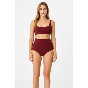 Brncy Bordo SculptFit Yüksek Bel & Toparlayıcı & Şekillendirici Bikini Altı