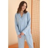 NBB 68068 Çizgili Önden Düğmeli Bayan Pijama Takım