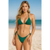 BRNCY Kadın Koyu Yeşil  Üçgen Bikini Takımı Ayarlanabilir Bağlamalı Üst Ve Alt