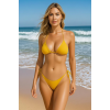 BRNCY Kadın Hardal Üçgen Bikini Takımı Ayarlanabilir Bağlamalı Üst Ve Alt