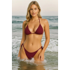 BRNCY Kadın Bordo Üçgen Bikini Takımı Ayarlanabilir Bağlamalı Üst Ve Alt