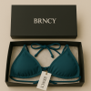 BRNCY Kadın Koyu Yeşil  Üçgen Bikini Takımı Ayarlanabilir Bağlamalı Üst Ve Alt