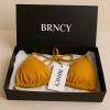 BRNCY Kadın Hardal Üçgen Bikini Takımı Ayarlanabilir Bağlamalı Üst Ve Alt