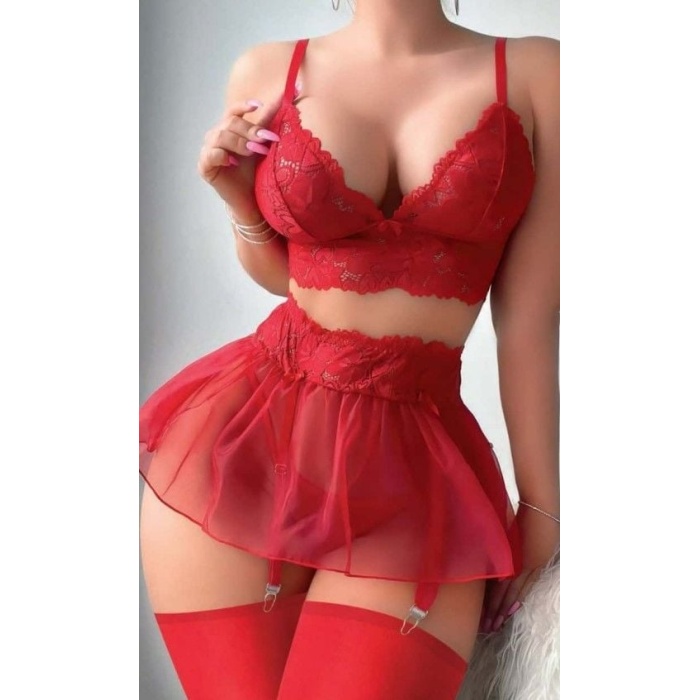 Tütü Etekli Bralet Erotik Sütyen Takım NightLight 3679
