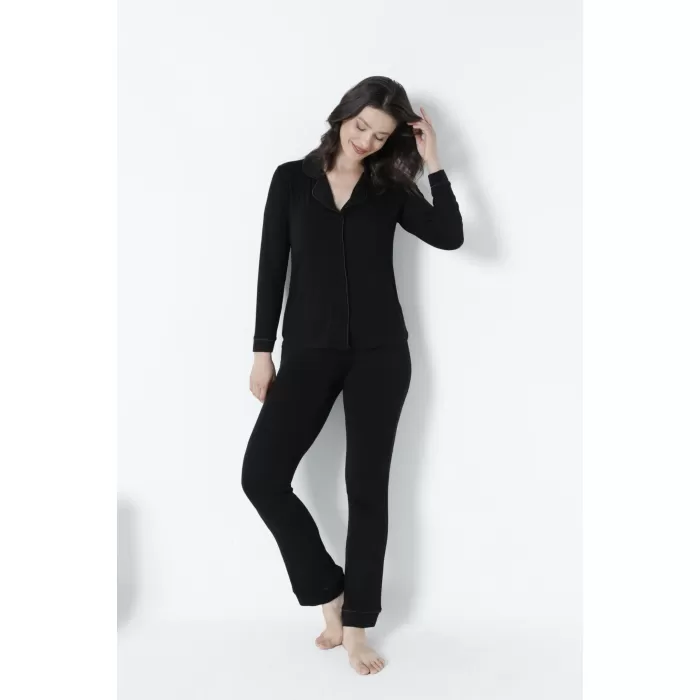 Confeo C840-444 Kadın Önü Düğmeli Uzunkol Pijama