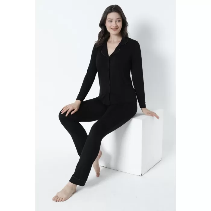 Confeo C840-066 Kadın Viskon V Yaka Uzunkol Pijama Takım