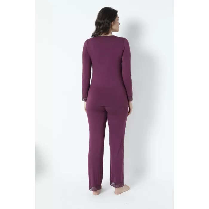 Confeo C840-066 Kadın Viskon V Yaka Uzunkol Pijama Takım