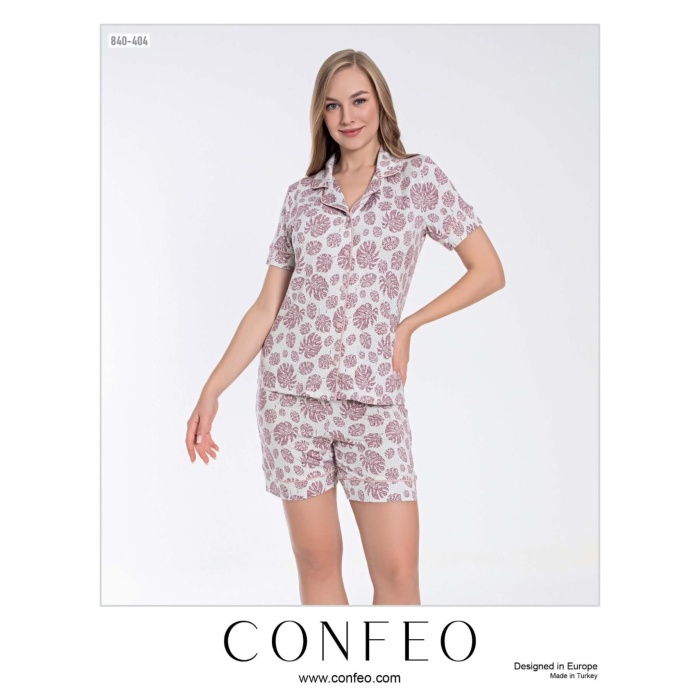 Confeo C840-404 Kadın Önü Düğmeli Şortlu Takım