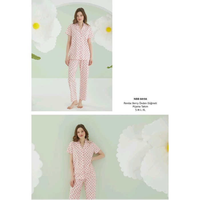 NBB 68156 Berry Önden Düğmeli Pijama Takımı
