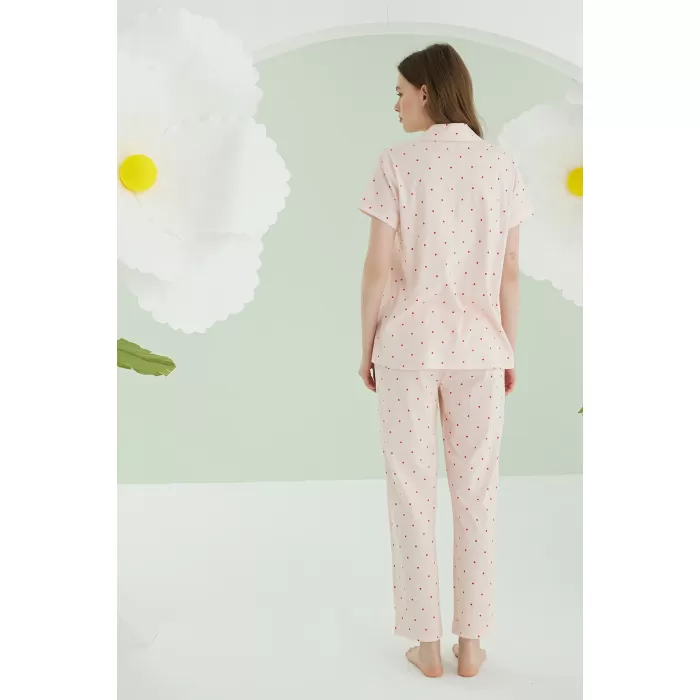 NBB 68164 Bow Önden Düğmeli Pijama Takım
