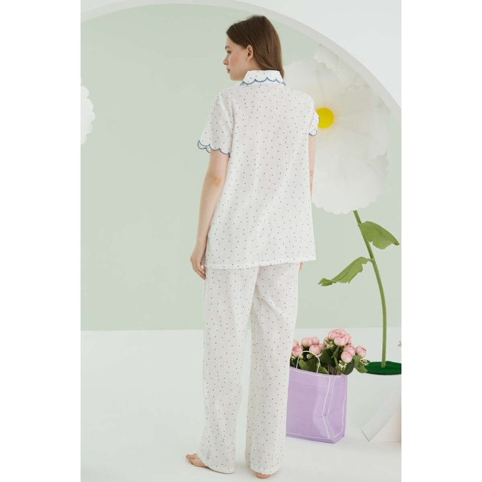 NBB 68202 Puantiyeli Önden Düğmeli Pijama Takım