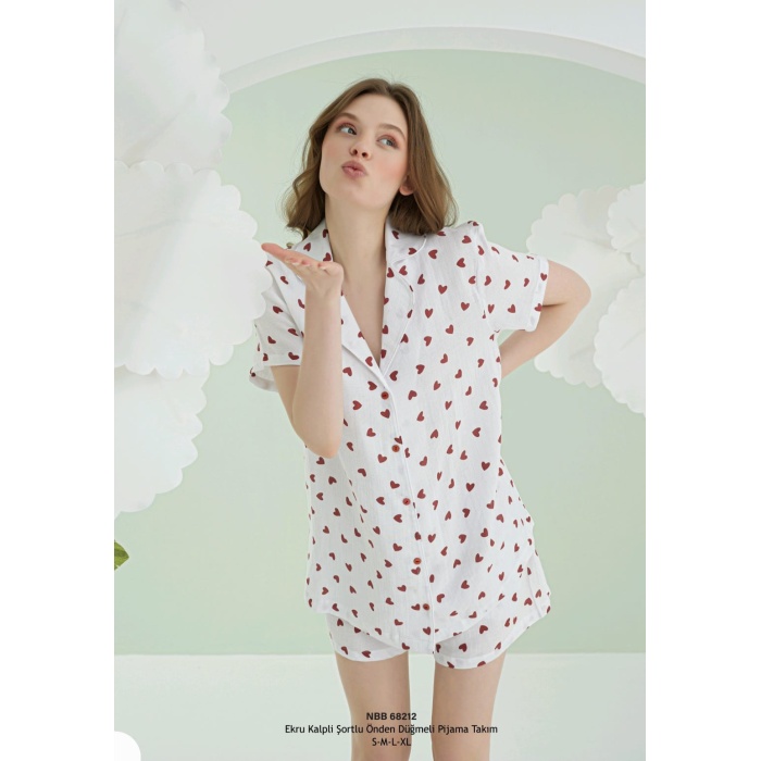NBB 68212 Kalpli Şortlu Önden Düğmeli Pijama Takım